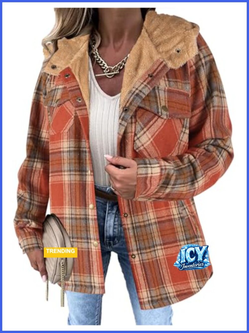 Women's Fleece Lined Plaid Shacket Jacket
